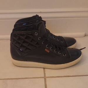 Ecco Black High-Top Sneakers with Quilted Design